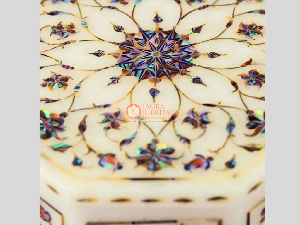 Marble Pauashell Floral Ornament Organizer